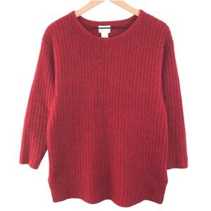 VTG MODA INTL Mohair Acrylic Blend Chunky Knit Tunic Sweater Sz S Red Fuzzy